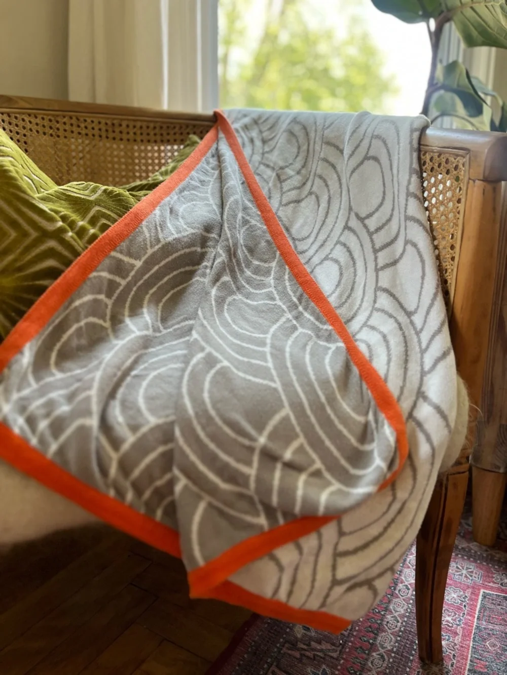Jonathan Adler scales cotton knit modern throw gray